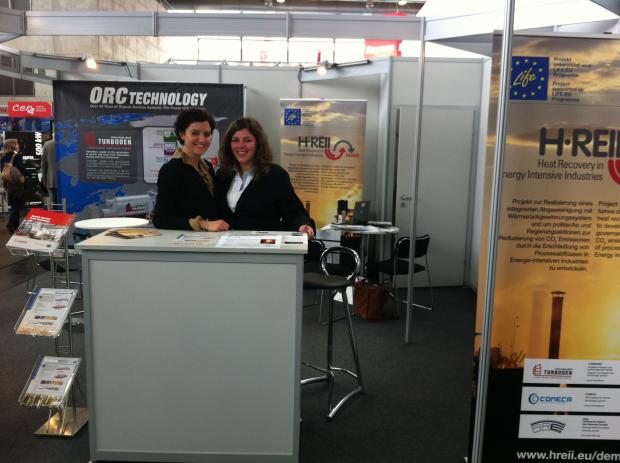 Staff turboden presenting the HREII DEMO project at the Hannover Messe 2013